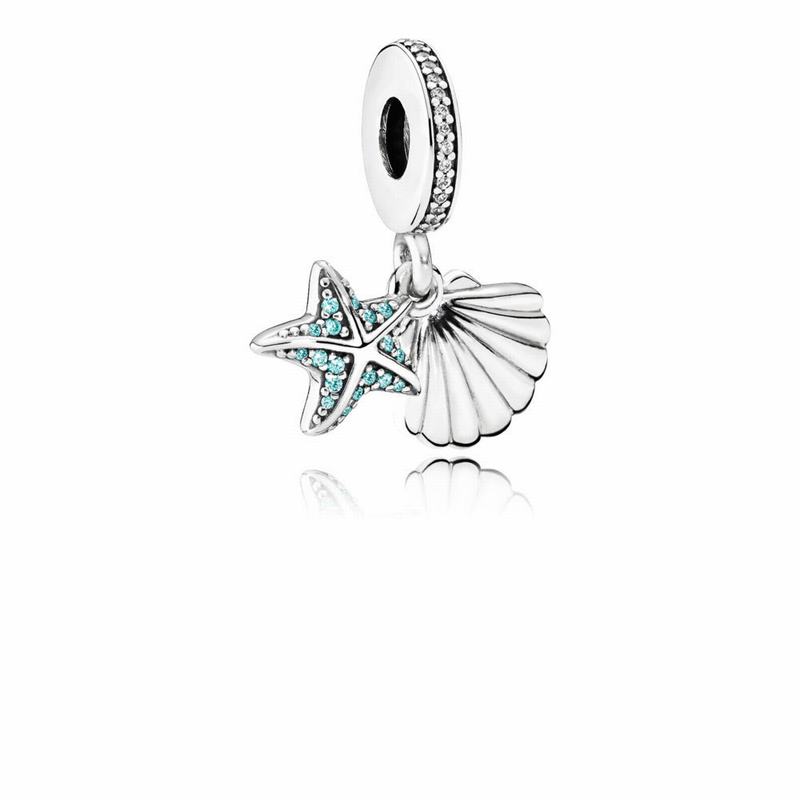 Pandantiv De Talisman Pandora Tropical Starfish & Sea Shell Argint/Albastri (ZclH8nhW)